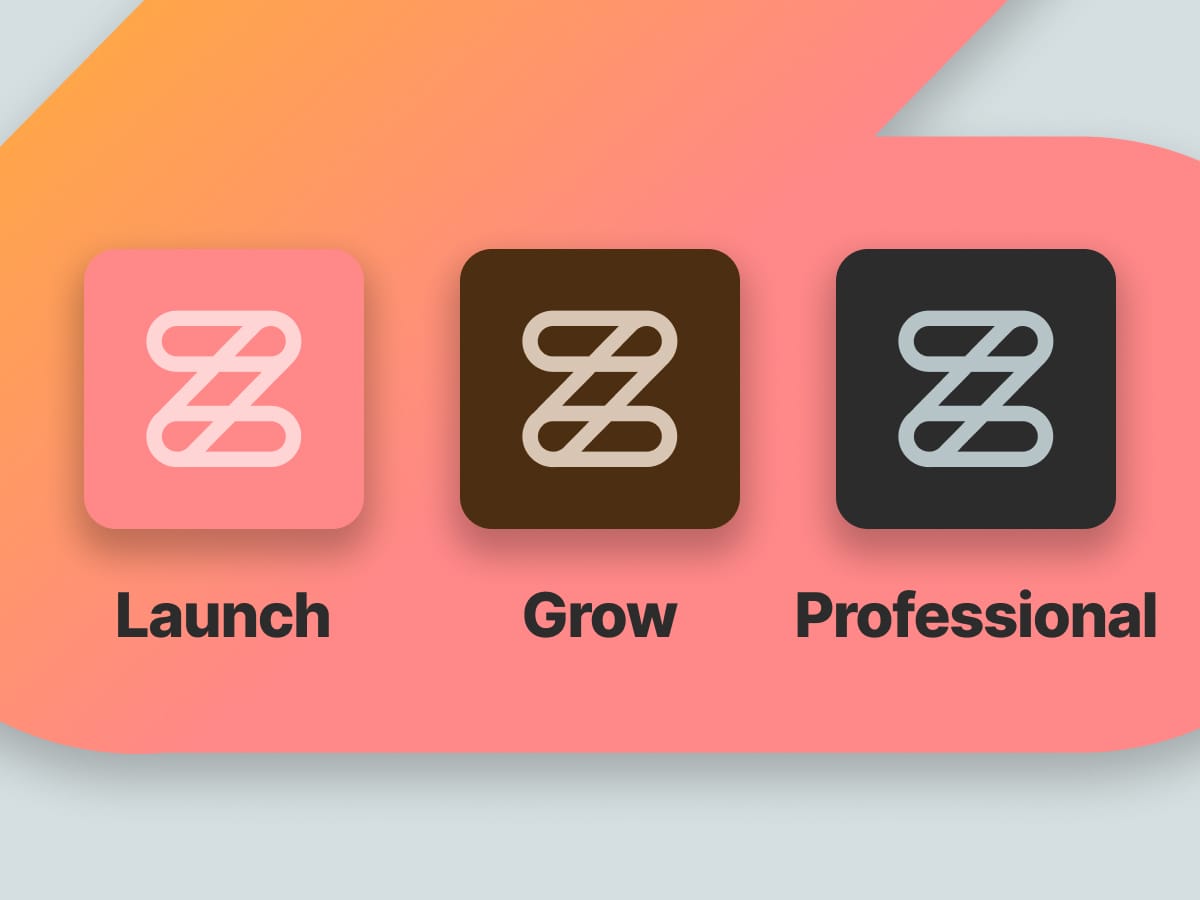 Graphic featuring the the ZippyAssist Logo and the names of the new plans: Launch, Grow, and Professional.
